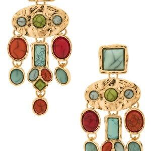Elegant Gold Multicolor Dangle Earrings